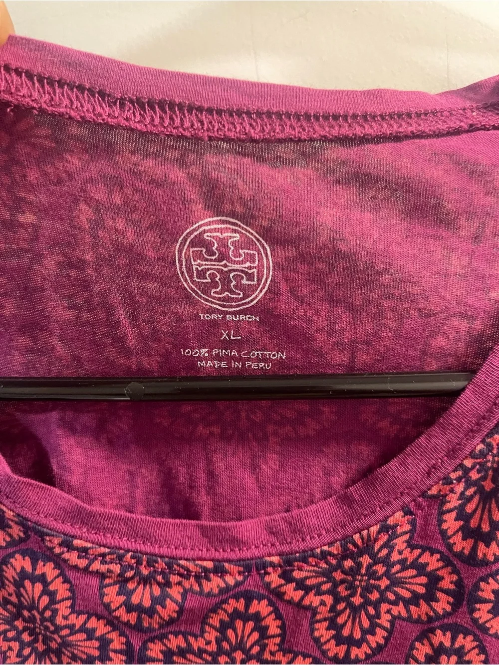 Tory Burch Pink Floral Medallion Long Sleeve Tee